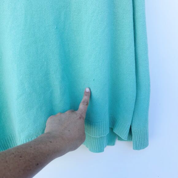 LUIV Firenze Feather Italian Cashmere Sweater Top Long Sleeve Teal Large - Picture 12 of 14